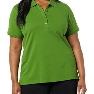 Amazon Essentials Women's Short-Sleeve Polo Shirt (Available in Plus Size), Light Olive, Large