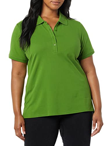 Amazon Essentials Women's Short-Sleeve Polo Shirt (Available in Plus Size), Light Olive, Large