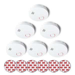 siterlink smoke detectors 10-year battery operated, photoelectric sensor smoke alarm with test-silence button, ul listed fire alarms smoke detectors with led lights for home, gs526a (6 pack)