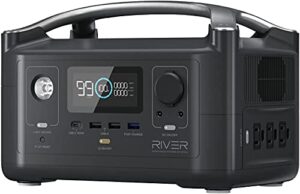 ef ecoflow river 288wh portable power station,3 x 600w(peak 1800w) ac outlets & led flashlight, fast charging silent solar generator (solar panel optional) for emergencies home outdoor camping rv