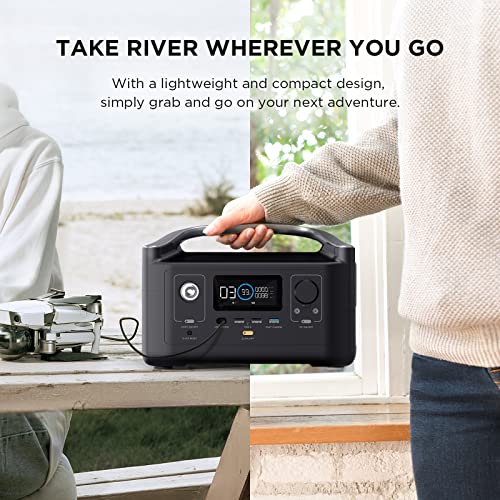 EF ECOFLOW RIVER 288Wh Portable Power Station,3 x 600W(Peak 1800W) AC Outlets & LED Flashlight, Fast Charging Silent Solar Generator (Solar Panel Optional) for Emergencies Home Outdoor Camping RV