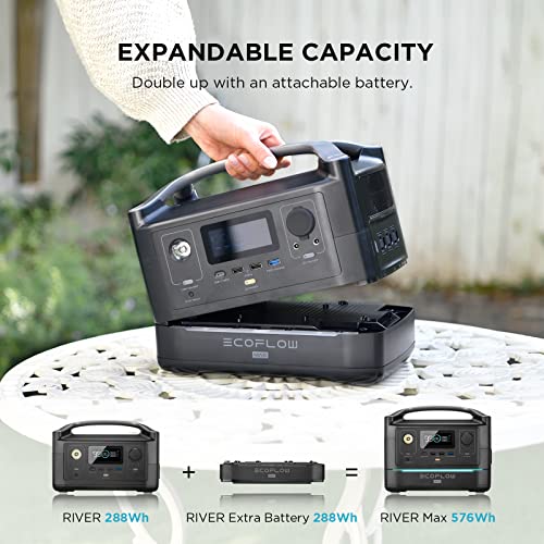 EF ECOFLOW RIVER 288Wh Portable Power Station,3 x 600W(Peak 1800W) AC Outlets & LED Flashlight, Fast Charging Silent Solar Generator (Solar Panel Optional) for Emergencies Home Outdoor Camping RV