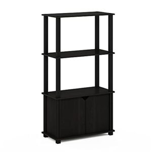 furinno brahms 4-tier multipurpose bookcase/bookshelf/display shelf/display rack with door, espresso/black