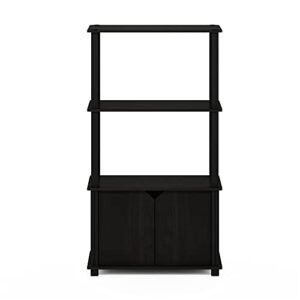 Furinno Brahms 4-Tier Multipurpose Bookcase/Bookshelf/Display Shelf/Display Rack with Door, Espresso/Black