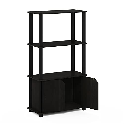 Furinno Brahms 4-Tier Multipurpose Bookcase/Bookshelf/Display Shelf/Display Rack with Door, Espresso/Black