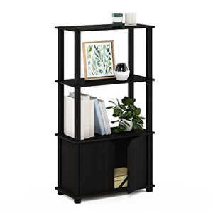 Furinno Brahms 4-Tier Multipurpose Bookcase/Bookshelf/Display Shelf/Display Rack with Door, Espresso/Black