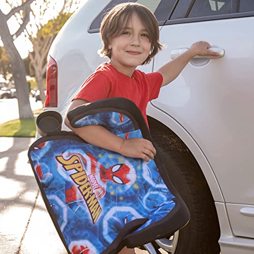 KidsEmbrace Marvel Avengers Spider-Man Blue Web Backless Booster Car Seat with Seatbelt Positioning Clip, Red, Blue, and Yellow