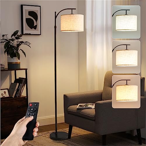 QYE Floor Lamps arc led Lighting Short gooseneck Tall lamp with Remote Control stepless Brightness dimmable Minimalist Standing Lamps Adjustable Height for Living Room,Bed Room