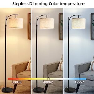 QYE Floor Lamps arc led Lighting Short gooseneck Tall lamp with Remote Control stepless Brightness dimmable Minimalist Standing Lamps Adjustable Height for Living Room,Bed Room