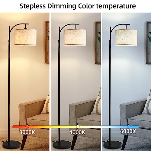 QYE Floor Lamps arc led Lighting Short gooseneck Tall lamp with Remote Control stepless Brightness dimmable Minimalist Standing Lamps Adjustable Height for Living Room,Bed Room