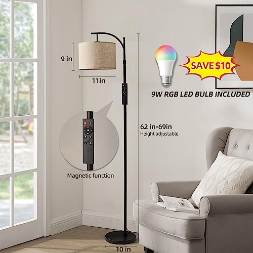 QYE Floor Lamps arc led Lighting Short gooseneck Tall lamp with Remote Control stepless Brightness dimmable Minimalist Standing Lamps Adjustable Height for Living Room,Bed Room