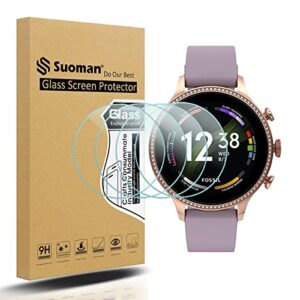 suoman 4-pack for fossil gen 6 42mm women screen protector tempered glass for fossil gen 6 women smartwatch [anti-scratch] [2.5d 9h hardness]