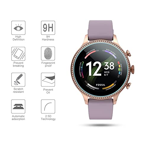 Suoman 4-Pack for Fossil Gen 6 42mm Women Screen Protector Tempered Glass for Fossil Gen 6 Women Smartwatch [Anti-Scratch] [2.5D 9H Hardness]