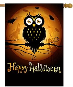 pickako halloween scary owl bats ghost moon hallowmas autumn holiday house flag 28 x 40 inch, double sided large garden yard welcome flags banners for home lawn patio outdoor decor