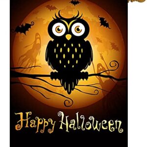 Pickako Halloween Scary Owl Bats Ghost Moon Hallowmas Autumn Holiday House Flag 28 x 40 Inch, Double Sided Large Garden Yard Welcome Flags Banners for Home Lawn Patio Outdoor Decor