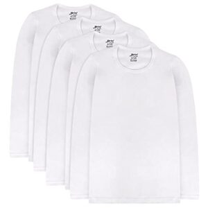 Brix Boys' Long Sleeve Tees - Tagless Crewneck Cotton Soft 4-pk Shirts. 2-20 (7-8 Years, White 4-Pack)