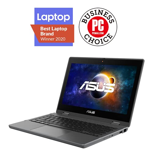 ASUS BR1100 Laptop, BR1100FKA-QE1S-CB, 11.6" HD Touch Screen, Glossy Display, Intel Celeron N4500 Processor, 4GB RAM, 64GB Storage, MIL-STD 810H, TPM 2.0, Windows 10 Pro, Star Grey Bilingual KB