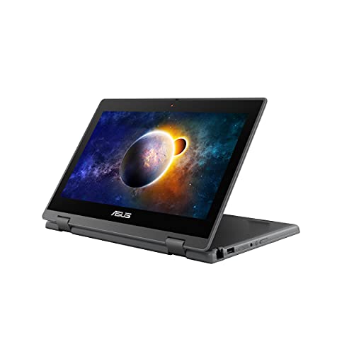 ASUS BR1100 Laptop, BR1100FKA-QE1S-CB, 11.6" HD Touch Screen, Glossy Display, Intel Celeron N4500 Processor, 4GB RAM, 64GB Storage, MIL-STD 810H, TPM 2.0, Windows 10 Pro, Star Grey Bilingual KB