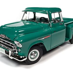 1957 Chevy 3100 Stepside Pickup Truck Ocean Green Hemmings Motor News Magazine Cover Car (August 2016) 1/18 Diecast Model Car by Auto World AW293