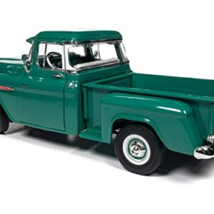 1957 Chevy 3100 Stepside Pickup Truck Ocean Green Hemmings Motor News Magazine Cover Car (August 2016) 1/18 Diecast Model Car by Auto World AW293