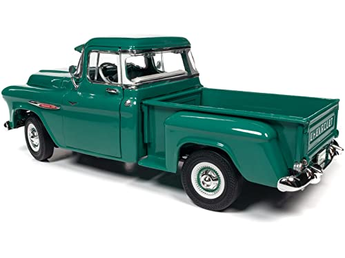 1957 Chevy 3100 Stepside Pickup Truck Ocean Green Hemmings Motor News Magazine Cover Car (August 2016) 1/18 Diecast Model Car by Auto World AW293