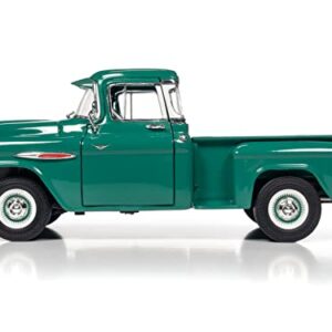 1957 Chevy 3100 Stepside Pickup Truck Ocean Green Hemmings Motor News Magazine Cover Car (August 2016) 1/18 Diecast Model Car by Auto World AW293