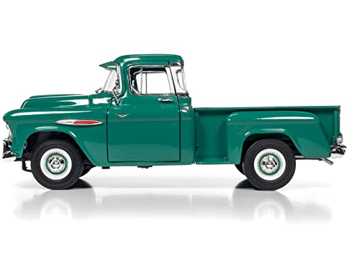 1957 Chevy 3100 Stepside Pickup Truck Ocean Green Hemmings Motor News Magazine Cover Car (August 2016) 1/18 Diecast Model Car by Auto World AW293