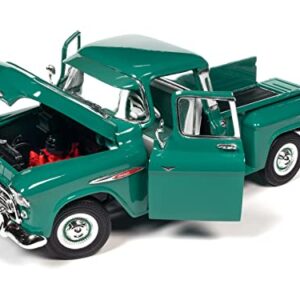 1957 Chevy 3100 Stepside Pickup Truck Ocean Green Hemmings Motor News Magazine Cover Car (August 2016) 1/18 Diecast Model Car by Auto World AW293