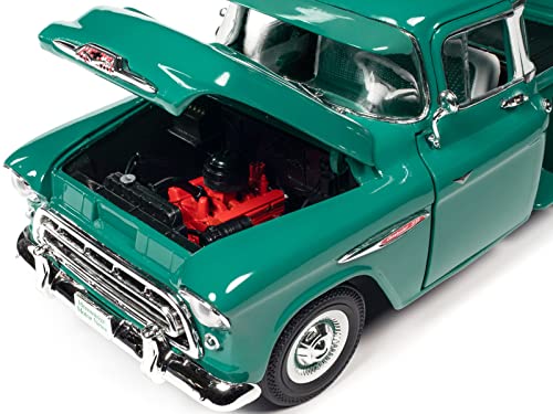 1957 Chevy 3100 Stepside Pickup Truck Ocean Green Hemmings Motor News Magazine Cover Car (August 2016) 1/18 Diecast Model Car by Auto World AW293