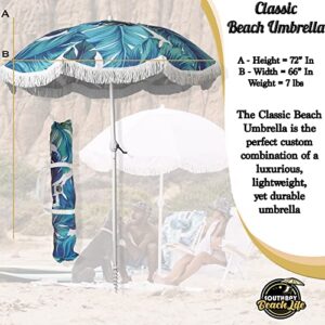 South Bay Beach Life™ - Large, Luxury Beach Umbrellas - Beach & Patio Umbrella with Custom Sand Anchor Versatility for Family/Friends - Flowing Tassels - UPF 50+ UV Protection - Include Carry Bags