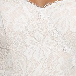 Ever-Pretty Womens Open Back Lace Floor Length Bridal Dress with Long Lace Trian White US6