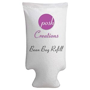 posh creations foam filling eps bean bag refill, 75 l, white with ez-pour zipper spout,
