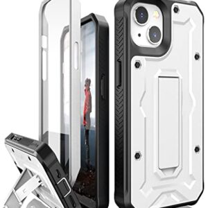 CaseBorne ArmadilloTek V Compatible with iPhone 14 / iPhone 13 Case - [Up to 21 Feet Drop Proof] - Military Grade Full Body Heavy Duty with Built-in Screen Protector and Kickstand - White
