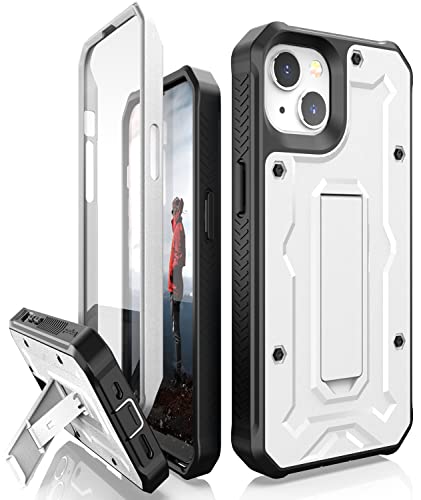 CaseBorne ArmadilloTek V Compatible with iPhone 14 / iPhone 13 Case - [Up to 21 Feet Drop Proof] - Military Grade Full Body Heavy Duty with Built-in Screen Protector and Kickstand - White