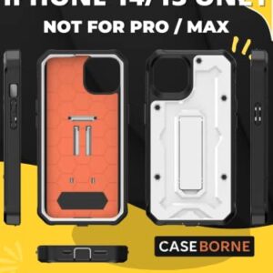 CaseBorne ArmadilloTek V Compatible with iPhone 14 / iPhone 13 Case - [Up to 21 Feet Drop Proof] - Military Grade Full Body Heavy Duty with Built-in Screen Protector and Kickstand - White