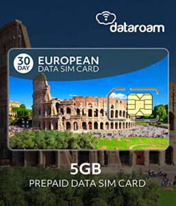 5gb bundle - europe data sim card - 33 countries - dataroam - cellhire