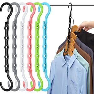 amkufo hangers-space-saving-6 pack - closet-organizers-and-storage-for-wardrobe, hanger-organizer-space-saver-for-bedroom，dorm-room-essentials-for-college-students-girls,colorful magic hangers