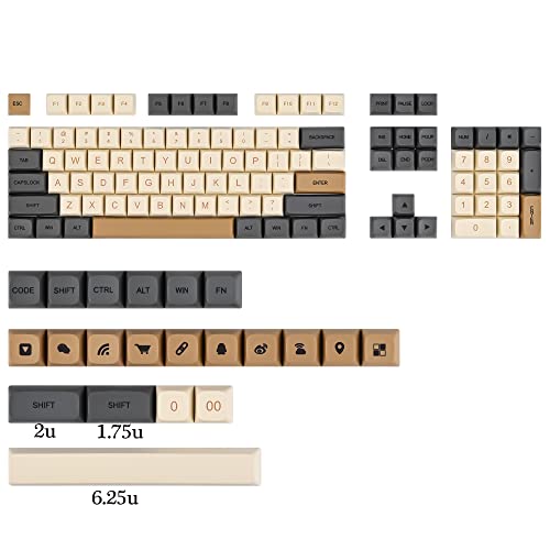 Guffercty kred XDA Profile Keycaps 125 Retro PBT Key Cap Cover Set Dye Sublimation ANSI US Layout for Cherry Mx Switch Mechanical Keyboard (XDA/Ember)