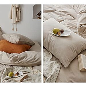 Omelas Beige Duvet Cover Queen Size Taupe Khaki Apricot Solid Color Bedding Set 3 Pcs Soft Microfiber Comforter Cover with Zipper Ties for Women Men