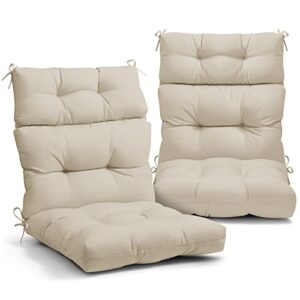 eagle peak new tufted outdoor/indoor high back patio chair cushion, set of 2, 44'' x 22'', beige