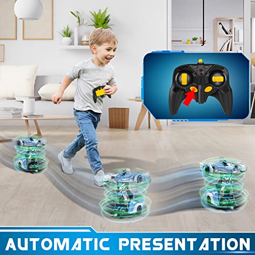 FDJ RC Cars - Transform Remote Control Car, 2.4Ghz 1:18 Scale Transforming Police Car Toy with Flashing Light, One Button Deformation 360 Degree Rotating Drifting Kids Toys Car for Boys Age 4-7 8-12