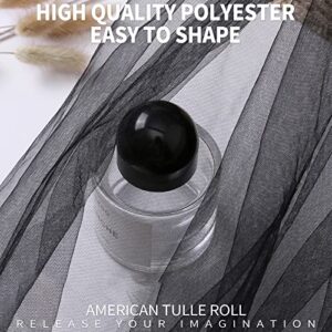 Anivia Tulle Roll 6” by 200 Yards (600 Feet) Tulle Fabric Organza Tulle Spool for Tutu Skirt Sewing Crafting Fabric Baby Shower Halloween Decor Wedding Backdrop Decor Gift Wrapping (Black)