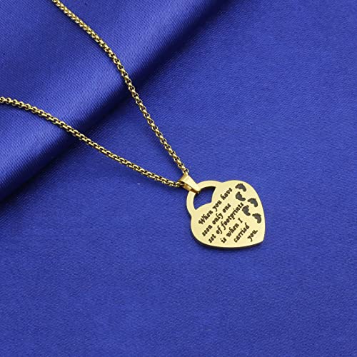 Footprints in The Sand Necklace When You Have Seen Only One Set of Footprints Is When I Carried You Religious Jewelry Christian Gift (Foot N G)