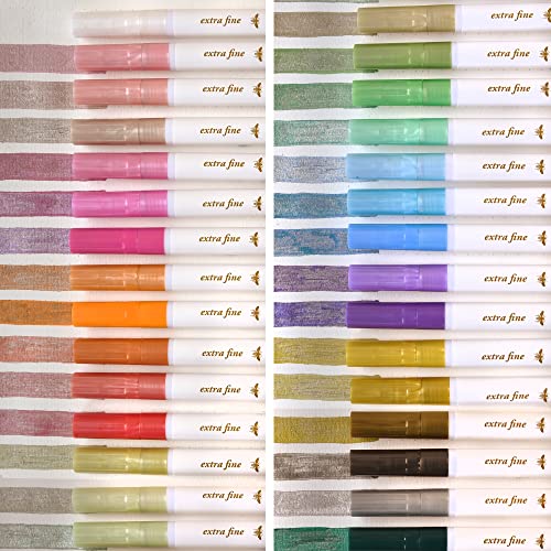 Primrosia 30 Metallic Markers - Acrylic Paint Pens – Extra Fine Tip Metallic Markers Set. Art supplies for DIY Craft, Drawing, Ceramics, Coloring, Rock Painting, Calligraphy and Lettering
