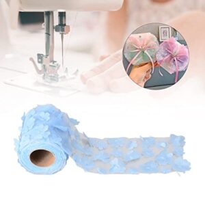 Flowers Tulle Rolls Printed Mesh Fabric Supplies Tulle Daisy Flower Sewing Crafting Fabric Gift Ribbon Mesh Lace Rolls(Light Blue)