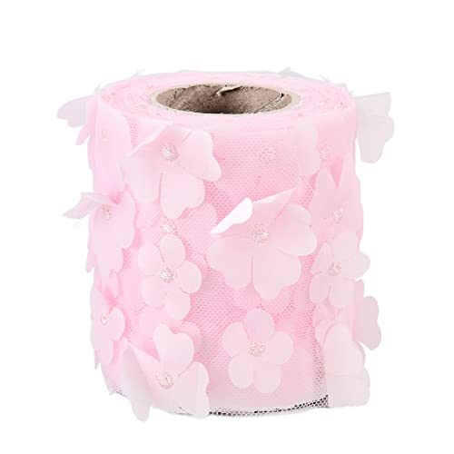 Flowers Tulle Rolls Printed Mesh Fabric Supplies Tulle Daisy Flower Sewing Crafting Fabric Gift Ribbon Mesh Lace Rolls()