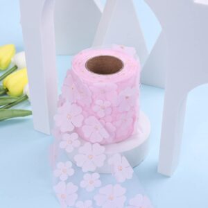 Flowers Tulle Rolls Printed Mesh Fabric Supplies Tulle Daisy Flower Sewing Crafting Fabric Gift Ribbon Mesh Lace Rolls()