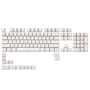 ltc lavacaps 117-key pbt double shot keycaps, translucent oem profile for iso & ansi layout 61/68/84/87/98/104 keys mechanical keyboard, with keycap puller - (only keycaps), white