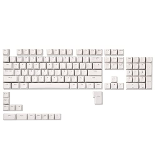 LTC LavaCaps 117-Key PBT Double Shot Keycaps, Translucent OEM Profile for ISO & ANSI Layout 61/68/84/87/98/104 Keys Mechanical Keyboard, with Keycap Puller - (Only Keycaps), White