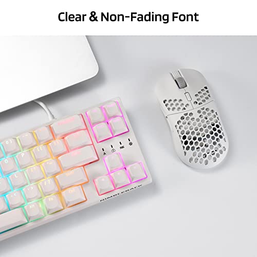 LTC LavaCaps 117-Key PBT Double Shot Keycaps, Translucent OEM Profile for ISO & ANSI Layout 61/68/84/87/98/104 Keys Mechanical Keyboard, with Keycap Puller - (Only Keycaps), White